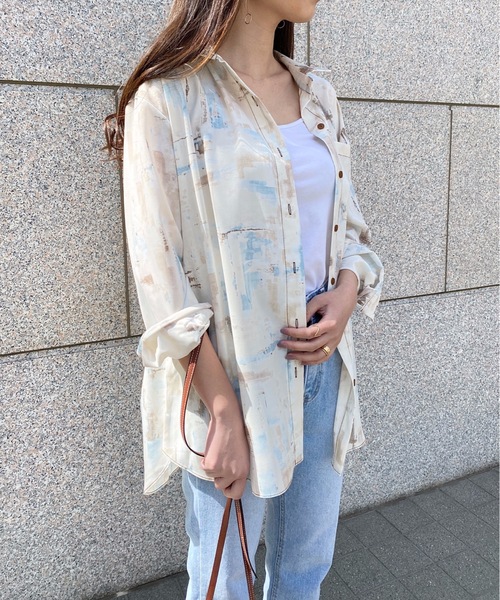 StyleSea（スタイルシー）の「ペイントルーズシャツ（シャツ/ブラウス・レディース・モカ/ラベンダー/ブルー・FREE）」の19枚目の写真