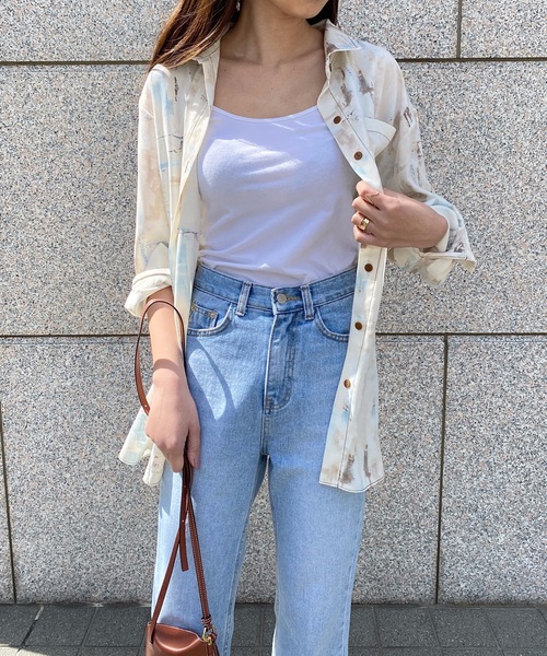 StyleSea（スタイルシー）の「ペイントルーズシャツ（シャツ/ブラウス・レディース・モカ/ラベンダー/ブルー・FREE）」の12枚目の写真