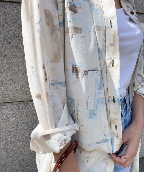 StyleSea（スタイルシー）の「ペイントルーズシャツ（シャツ/ブラウス・レディース・モカ/ラベンダー/ブルー・FREE）」の9枚目の写真