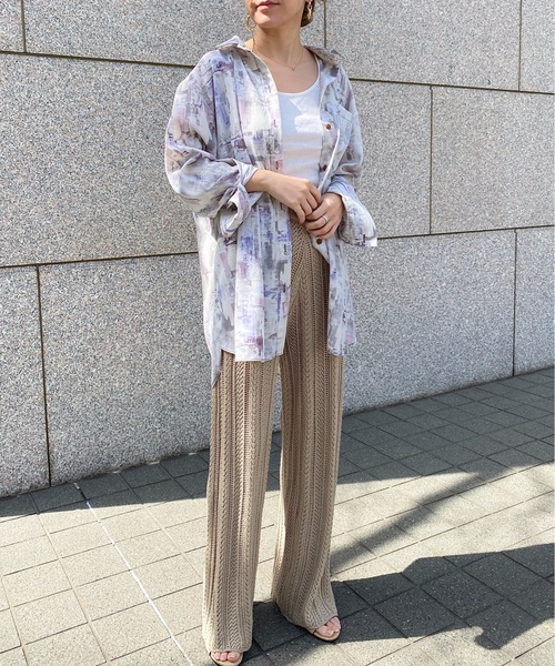 StyleSea（スタイルシー）の「ペイントルーズシャツ（シャツ/ブラウス・レディース・モカ/ラベンダー/ブルー・FREE）」の7枚目の写真