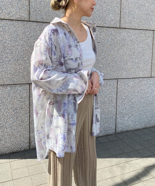 StyleSea（スタイルシー）の「ペイントルーズシャツ（シャツ/ブラウス・レディース・モカ/ラベンダー/ブルー・FREE）」の15枚目の写真