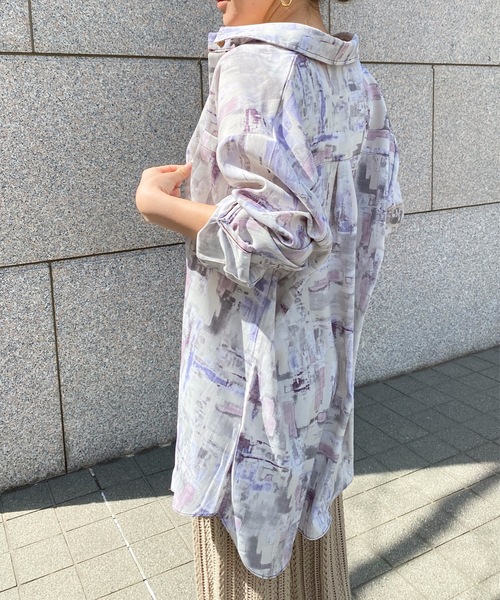 StyleSea（スタイルシー）の「ペイントルーズシャツ（シャツ/ブラウス・レディース・モカ/ラベンダー/ブルー・FREE）」の8枚目の写真