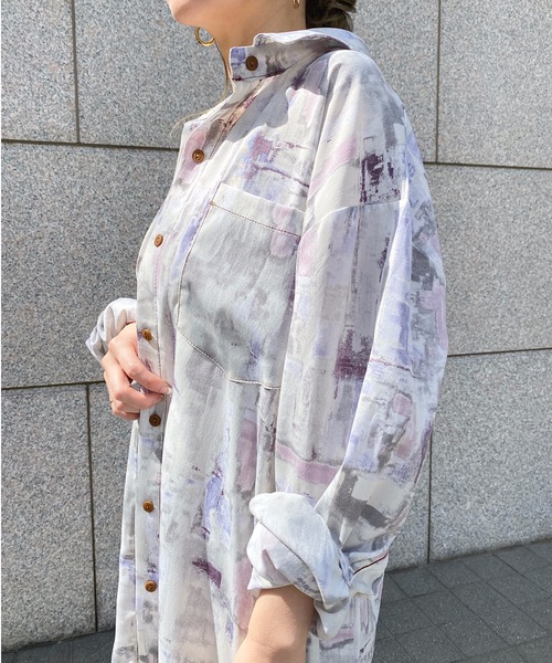 StyleSea（スタイルシー）の「ペイントルーズシャツ（シャツ/ブラウス・レディース・モカ/ラベンダー/ブルー・FREE）」の22枚目の写真