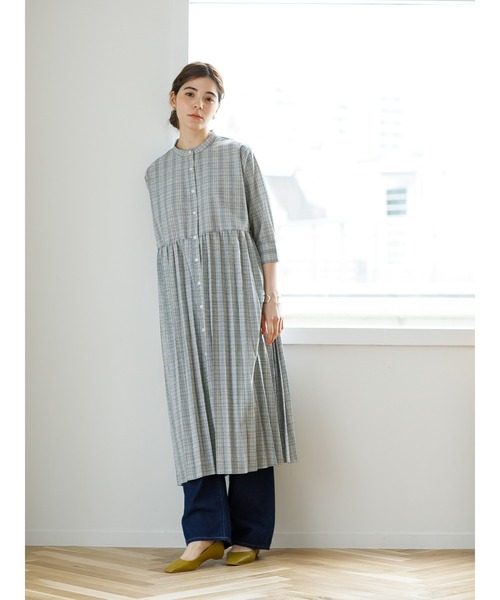 koe（コエ）の「SET ニットベスト＆&チェック柄ワンピース*（ワンピース・レディース・グレー/ライトベージュ/ブルー・FREE）」の14枚目の写真