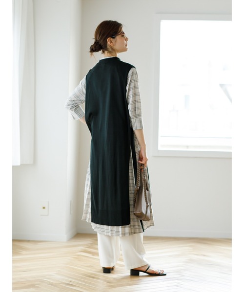 koe（コエ）の「SET ニットベスト＆&チェック柄ワンピース*（ワンピース・レディース・グレー/ライトベージュ/ブルー・FREE）」の11枚目の写真