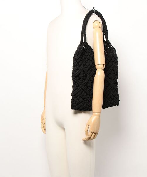 Samansa Mos2(サマンサ モスモス)の「マクラメトート(トートバッグ・レディース・ブラック/キナリ・フリ-)」の6枚目の写真
