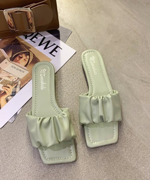 LAC-VERT（ラック・ヴェール）の「ギャザーフラットサンダル（サンダル・レディース・ブラック/イエロー/アイボリー/ミント・S/M/L）」の3枚目の写真