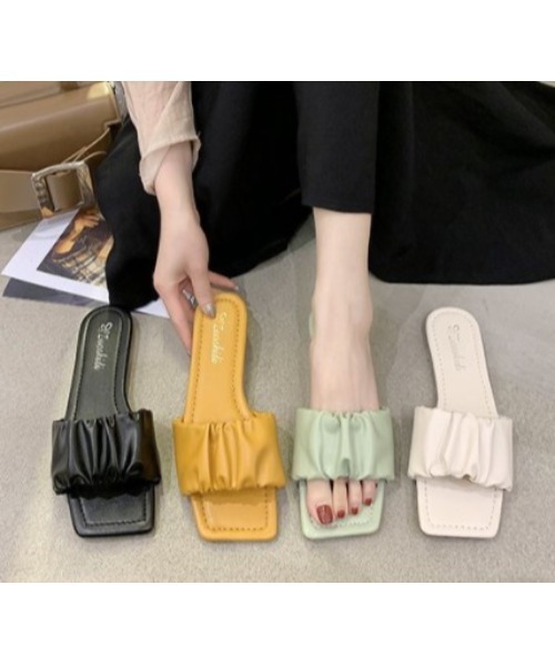 LAC-VERT（ラック・ヴェール）の「ギャザーフラットサンダル（サンダル・レディース・ブラック/イエロー/アイボリー/ミント・S/M/L）」の21枚目の写真