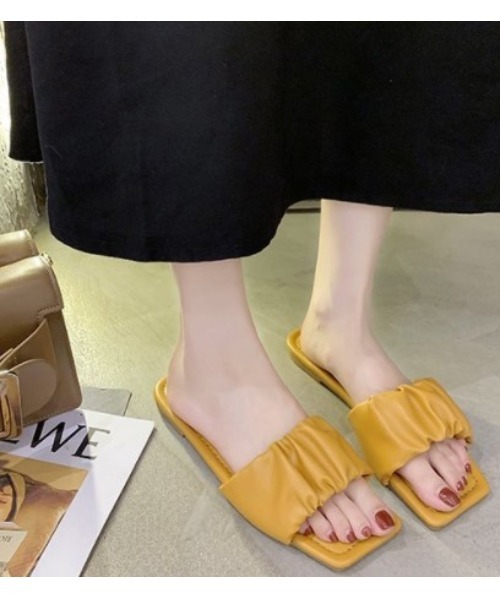 LAC-VERT（ラック・ヴェール）の「ギャザーフラットサンダル（サンダル・レディース・ブラック/イエロー/アイボリー/ミント・S/M/L）」の22枚目の写真