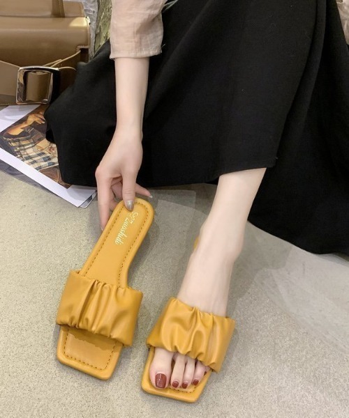 LAC-VERT（ラック・ヴェール）の「ギャザーフラットサンダル（サンダル・レディース・ブラック/イエロー/アイボリー/ミント・S/M/L）」の14枚目の写真