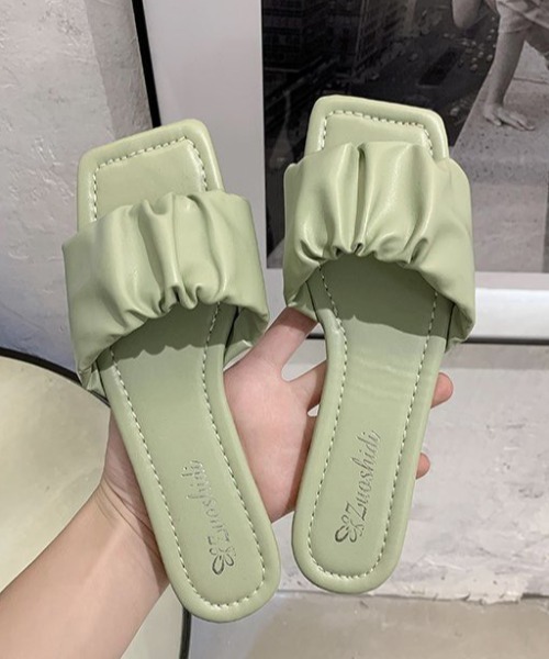 LAC-VERT（ラック・ヴェール）の「ギャザーフラットサンダル（サンダル・レディース・ブラック/イエロー/アイボリー/ミント・S/M/L）」の10枚目の写真