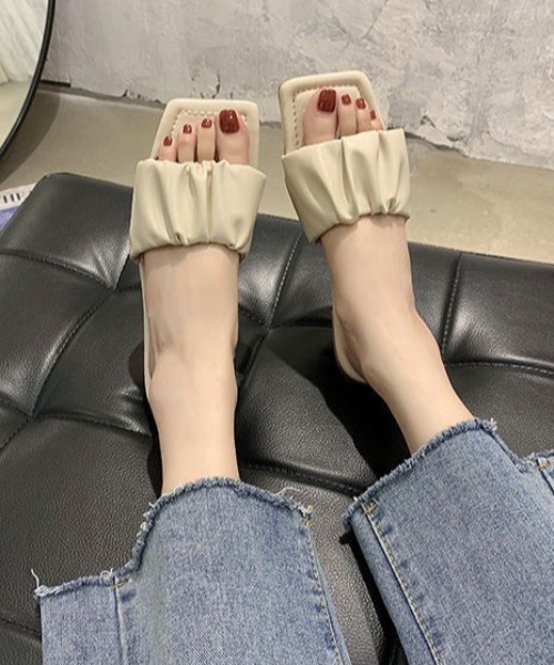 LAC-VERT（ラック・ヴェール）の「ギャザーフラットサンダル（サンダル・レディース・ブラック/イエロー/アイボリー/ミント・S/M/L）」の12枚目の写真