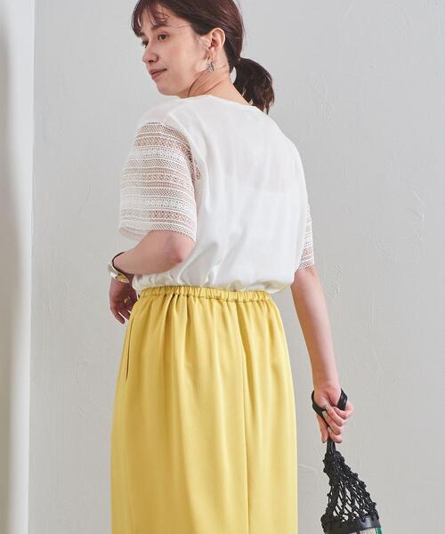 UNITED ARROWS（ユナイテッドアローズ）の「UWCC レース コンビ ショートスリーブニット◆（ニット/セーター・レディース・ブラック/オフホワイト・FREE）」の5枚目の写真