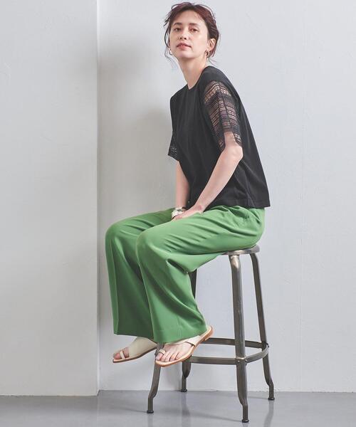 UNITED ARROWS（ユナイテッドアローズ）の「UWCC レース コンビ ショートスリーブニット◆（ニット/セーター・レディース・ブラック/オフホワイト・FREE）」の8枚目の写真