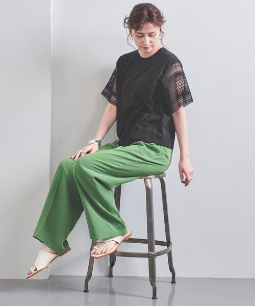 UNITED ARROWS（ユナイテッドアローズ）の「UWCC レース コンビ ショートスリーブニット◆（ニット/セーター・レディース・ブラック/オフホワイト・FREE）」の9枚目の写真