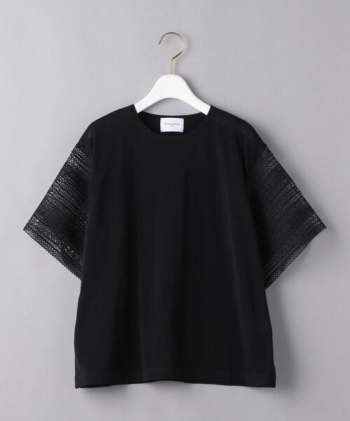 UNITED ARROWS（ユナイテッドアローズ）の「UWCC レース コンビ ショートスリーブニット◆（ニット/セーター・レディース・ブラック/オフホワイト・FREE）」の14枚目の写真