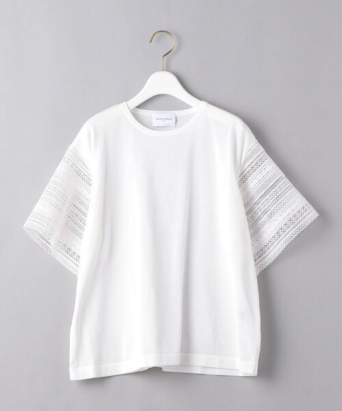 UNITED ARROWS（ユナイテッドアローズ）の「UWCC レース コンビ ショートスリーブニット◆（ニット/セーター・レディース・ブラック/オフホワイト・FREE）」の12枚目の写真