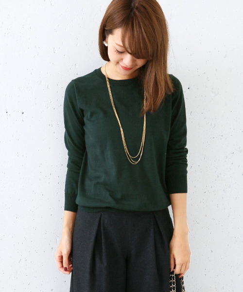 URBAN RESEARCH DOORS WOMENS（アーバンリサーチ ドアーズ ウィメンズ）の「DOORS コットンクルーネックプルオーバー（ニット/セーター・レディース・アイボリー/グレー/グリーン/ブラック・ONE）」の4枚目の写真