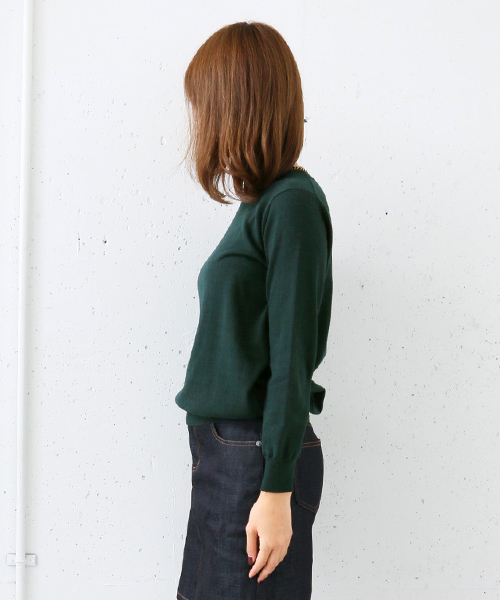 URBAN RESEARCH DOORS WOMENS（アーバンリサーチ ドアーズ ウィメンズ）の「DOORS コットンクルーネックプルオーバー（ニット/セーター・レディース・アイボリー/グレー/グリーン/ブラック・ONE）」の13枚目の写真