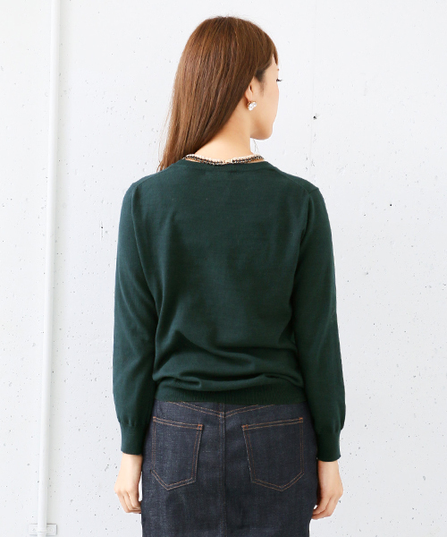 URBAN RESEARCH DOORS WOMENS（アーバンリサーチ ドアーズ ウィメンズ）の「DOORS コットンクルーネックプルオーバー（ニット/セーター・レディース・アイボリー/グレー/グリーン/ブラック・ONE）」の14枚目の写真