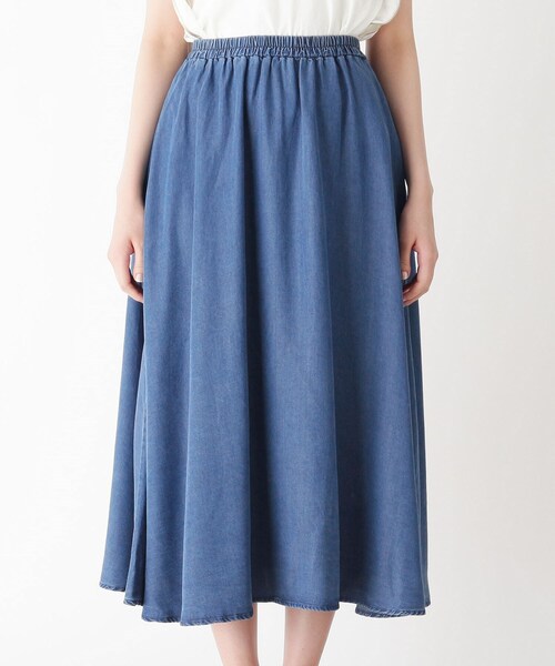 pink adobe(ピンクアドベ)の「◆【M-L】デニムフレア マキシスカート(スカート・レディース・ブルー/ライトブルー・40/38)」の3枚目の写真