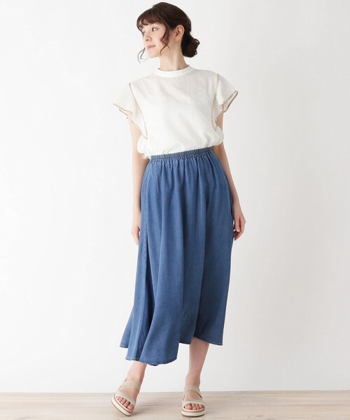 pink adobe(ピンクアドベ)の「◆【M-L】デニムフレア マキシスカート(スカート・レディース・ブルー/ライトブルー・40/38)」の9枚目の写真