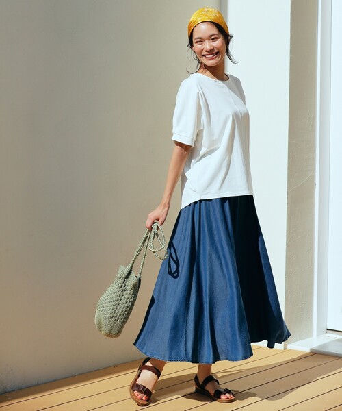 pink adobe(ピンクアドベ)の「◆【M-L】デニムフレア マキシスカート(スカート・レディース・ブルー/ライトブルー・40/38)」の10枚目の写真