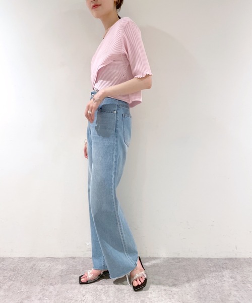 mystic（ミスティック）の「クロスワイドリブ半袖プルオーバー（ニット/セーター・レディース・ブラック/ベージュ/ピンク/イエロー/オレンジ・FREE）」の12枚目の写真