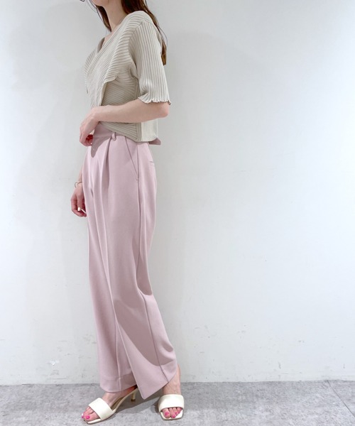 mystic（ミスティック）の「クロスワイドリブ半袖プルオーバー（ニット/セーター・レディース・ブラック/ベージュ/ピンク/イエロー/オレンジ・FREE）」の17枚目の写真