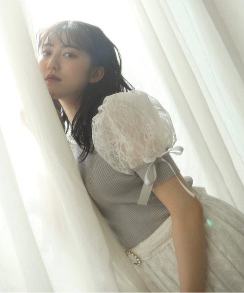 Swankiss(スワンキス)の「HB summer sleeve knit(ニット/セーター・レディース・ブラック/ピンク/グレー/ホワイト・FREE)」の4枚目の写真