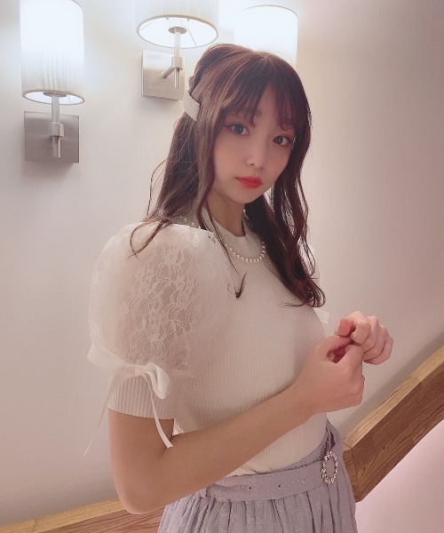 Swankiss(スワンキス)の「HB summer sleeve knit(ニット/セーター・レディース・ブラック/ピンク/グレー/ホワイト・FREE)」の2枚目の写真