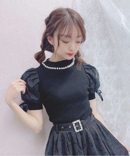 Swankiss(スワンキス)の「HB summer sleeve knit(ニット/セーター・レディース・ブラック/ピンク/グレー/ホワイト・FREE)」の7枚目の写真