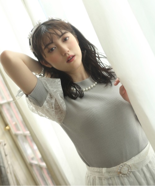 Swankiss(スワンキス)の「HB summer sleeve knit(ニット/セーター・レディース・ブラック/ピンク/グレー/ホワイト・FREE)」の9枚目の写真