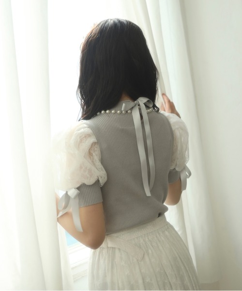 Swankiss(スワンキス)の「HB summer sleeve knit(ニット/セーター・レディース・ブラック/ピンク/グレー/ホワイト・FREE)」の11枚目の写真