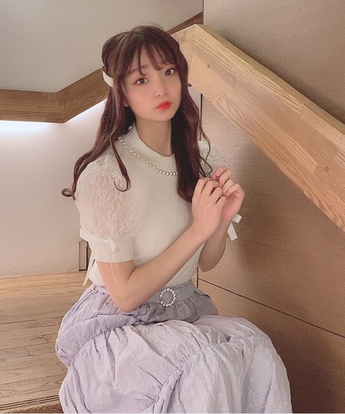 Swankiss(スワンキス)の「HB summer sleeve knit(ニット/セーター・レディース・ブラック/ピンク/グレー/ホワイト・FREE)」の5枚目の写真