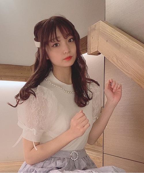 Swankiss(スワンキス)の「HB summer sleeve knit(ニット/セーター・レディース・ブラック/ピンク/グレー/ホワイト・FREE)」の6枚目の写真