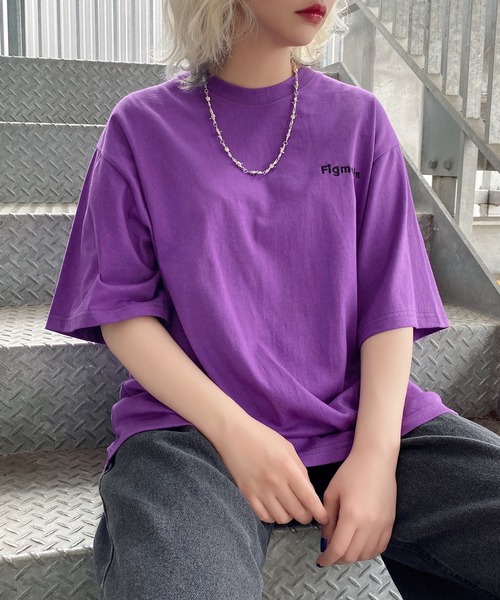 Figments（フィグメンツ）の「ワンポイントロゴTシャツ（Tシャツ/カットソー・レディース・スミクロ/パープル/イエロー/ブルー/グリーン/ホワイト/ブラック・S/M/SMALL/MEDIUM）」の6枚目の写真