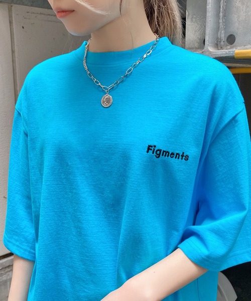 Figments（フィグメンツ）の「ワンポイントロゴTシャツ（Tシャツ/カットソー・レディース・スミクロ/パープル/イエロー/ブルー/グリーン/ホワイト/ブラック・S/M/SMALL/MEDIUM）」の5枚目の写真
