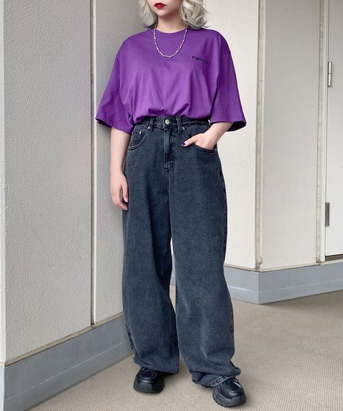 Figments（フィグメンツ）の「ワンポイントロゴTシャツ（Tシャツ/カットソー・レディース・スミクロ/パープル/イエロー/ブルー/グリーン/ホワイト/ブラック・S/M/SMALL/MEDIUM）」の8枚目の写真