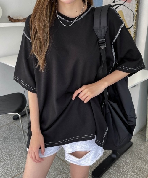 SONA（ソナ）の「3rd Spring×SONYUNARAコラボ 半袖ステッチTシャツ（Tシャツ/カットソー・レディース・ホワイト/チャコールグレー/ブラック・FREE）」の17枚目の写真