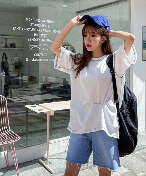 SONA（ソナ）の「3rd Spring×SONYUNARAコラボ 半袖ステッチTシャツ（Tシャツ/カットソー・レディース・ホワイト/チャコールグレー/ブラック・FREE）」の14枚目の写真