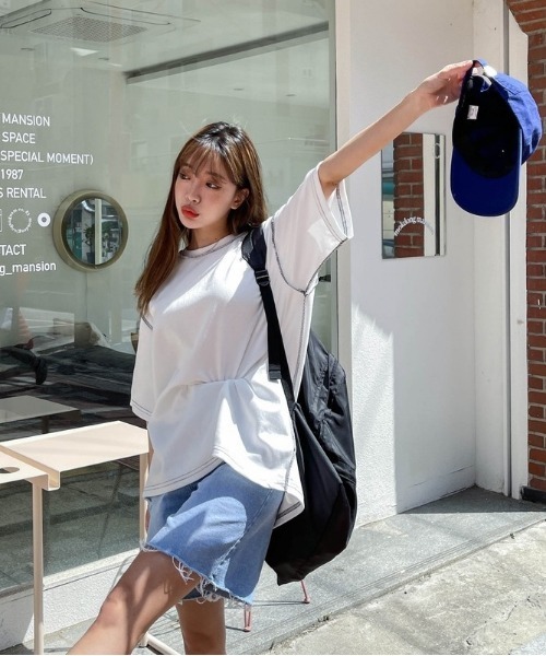 SONA（ソナ）の「3rd Spring×SONYUNARAコラボ 半袖ステッチTシャツ（Tシャツ/カットソー・レディース・ホワイト/チャコールグレー/ブラック・FREE）」の19枚目の写真