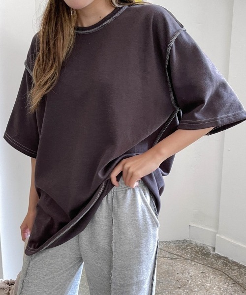 SONA（ソナ）の「3rd Spring×SONYUNARAコラボ 半袖ステッチTシャツ（Tシャツ/カットソー・レディース・ホワイト/チャコールグレー/ブラック・FREE）」の11枚目の写真