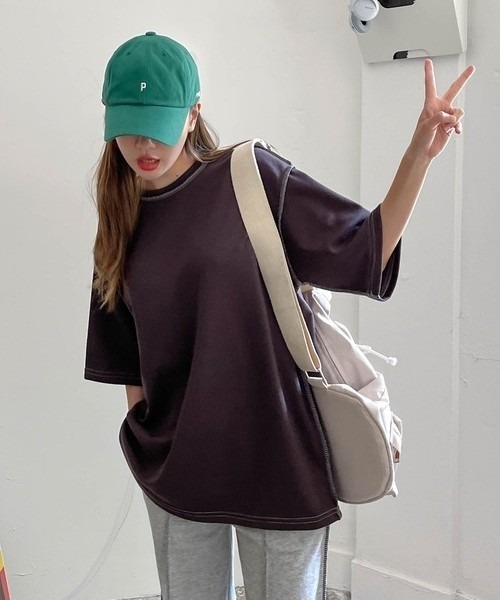 SONA（ソナ）の「3rd Spring×SONYUNARAコラボ 半袖ステッチTシャツ（Tシャツ/カットソー・レディース・ホワイト/チャコールグレー/ブラック・FREE）」の7枚目の写真