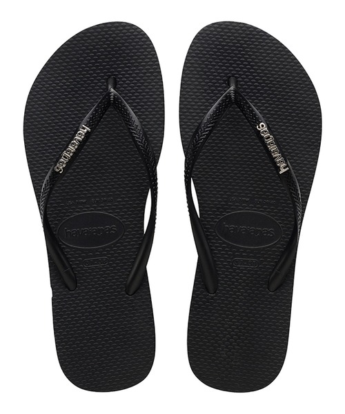 havaianas（ハワイアナス）の「havaianas (ハワイアナス) / Slim Logo Metallic サンダル ラバービーチサンダル（サンダル・レディース・ピンク系その他/ブラック×シルバー/ブラック×ゴールド/ゴールド系その他/ブラック×ピンク/ライトブルー/ピンク系その他2/グリーン/グレー/パープル/ゴールド/ダークブラウン・23/22/25.5/24.5）」の2枚目の写真