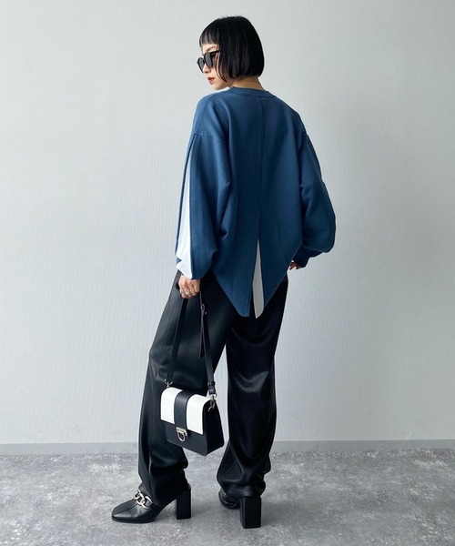 PAGEBOY（ページボーイ）の「Wフェイスタックスリーブプルオーバー（ニット/セーター・レディース・オフホワイト/ブラック/ブラウン系その他/オリーブ/ダークグリーン系/アクア・FREE）」の21枚目の写真