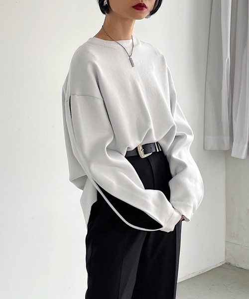 PAGEBOY（ページボーイ）の「Wフェイスタックスリーブプルオーバー（ニット/セーター・レディース・オフホワイト/ブラック/ブラウン系その他/オリーブ/ダークグリーン系/アクア・FREE）」の7枚目の写真