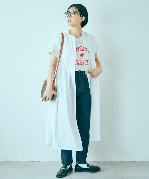 ANGIE（アンジー）の「【綿100%】タイプライターフレンチスリーブシャツワンピース（シャツワンピース・レディース・ブラック/ブラウン/オフホワイト・FREE）」の11枚目の写真