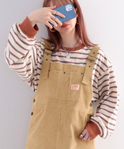 Java（ジャバ）の「《Javaジャバコラボ》ゆるっと楽ちん。大人可愛いコーデュロイサロペットスカート（サロペット/オーバーオール・レディース・ブラック/ベージュ・MEDIUM/LARGE/X-LARGE）」の9枚目の写真