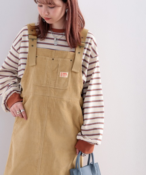 Java（ジャバ）の「《Javaジャバコラボ》ゆるっと楽ちん。大人可愛いコーデュロイサロペットスカート（サロペット/オーバーオール・レディース・ブラック/ベージュ・MEDIUM/LARGE/X-LARGE）」の11枚目の写真